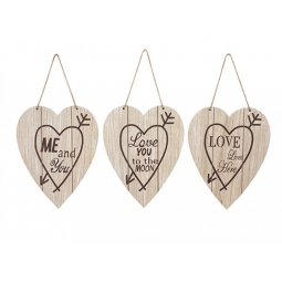  Heart Shaped Wooden Wall Plaques Signs Home Love You Live Me & You 24cm