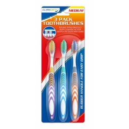 3 Medium Strength Family Bumper Pack Toothbrushes Deep Cleaning