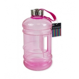 Pink Extra Large Sports Drinking Water Bottle 2.2 Litre With Handle Gym Hiking