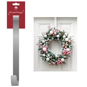 Silver Door Wreath Hanger Christmas Wreath Hook Metal Over Door Hanger 38cm
