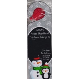 Kids Santa Please Stop Here Sign Message To Santa Door Hanger & Chalk - Snowman