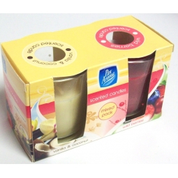 Pack Of 2 Pan Aroma Glass Jar Scented Wax Candles Wild Berries Vanilla & Coconut