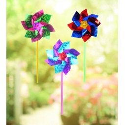Holographic 15cm Garden Windmill - Assorted Colours