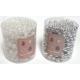 Set Of 3 Christmas Coloured Bead Garland Tree Decorations Red Silver & Gold