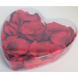 Valentines Polyester Artificial Floating Rose Petals In a Heart Shaped Box - Red
