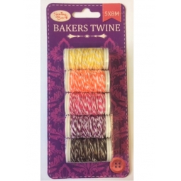 Sewing Box Pack Of 5 Coloured Bakers Twine 5 Reels Of 8M Scrapbook Wrap String