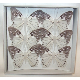 Pack Of 6 Decorative Butterflies On Wire Natural Coloured Butterfly Floral Dec