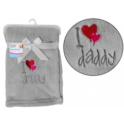 I Love Daddy Supersoft Grey Baby Blanket 75cm x 100cm Fathers Day Cute Blanket