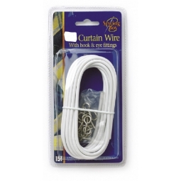 2M CURTAIN WIRE WITH HOOK & EYE FITTINGS - WINDOW NET CORD CABLE BLIND NETTING