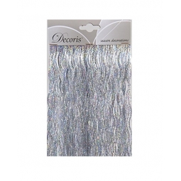 Decoris Wavey Lametta Foil Tinsel Strand Garland Christmas Decor 50cm 40cm - Silver