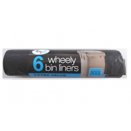 Roll of 6 Strong 300L Outdoor Wheely Bin Liners Waste Bags Fits Bins 230x143cm