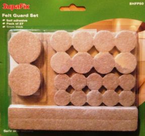 Felt Pads furniture leg self adhesive 5mm floor protectors pack 27 assorted ize