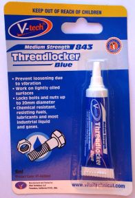 Threadlocker Adhesive 6ml Blue Medium Strength V-Tech, Locks Bolts and Nuts