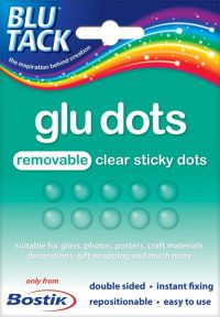 Bostik Blue Tack Pack Of 64 Clear Glu Dots Double Sided Craft Glue Spots
