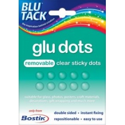 Bostik Blue Tack Pack Of 64 Clear Glu Dots Double Sided Craft Glue Spots