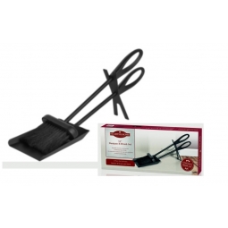 Hearth & Home Traditional Fireplace Black Cast Iron Dustpan & Brush Set 15 Inch
