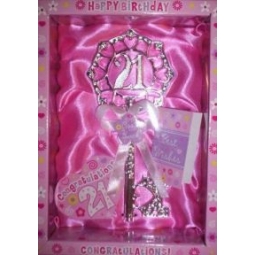 Happy Birthday 21st Birthday Good Luck Keepsake Key Charm - Girl