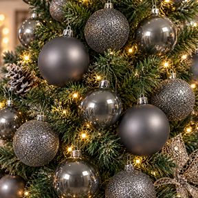 30 Slate Grey Baubles