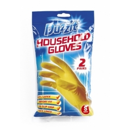 Duzzit Latex Non Slip Household Gloves Washing Up Cleaning Gloves 2 Pairs Small