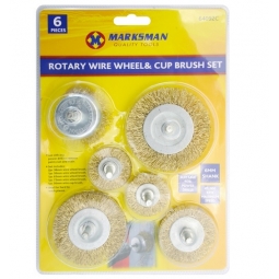 Marksman Rotary Wire Wheel & Cup Brush Set 38mm 50mm 63mm 75mm & 50mm Cup Brush