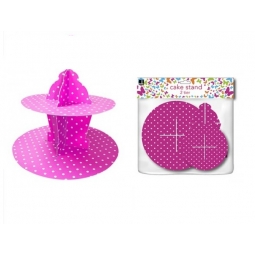 2 Tier Pink Polka Dot Disposable Party Cupcake Cake Stand Cream Tea Scone 25.5cm