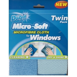 Duzzit Twin Pack Microfibre Window Glass Cleaning Cloth With Dry & Shine Cloth