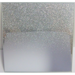 Decoris Large Luxury 20cm Silver Merging Glitter Glass Mirror Candle Plates - Square