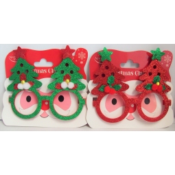 Pair Of Novelty Glitter Christmas Tree Christmas Party Glasses One Size