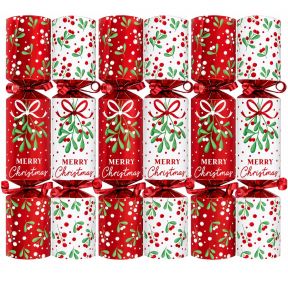 6 Mini Red Mistletoe Crackers