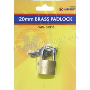 Marksmann 20mm Mini Brass Padlock With 3 Keys Suitcase Travel Hand Luggage Lock