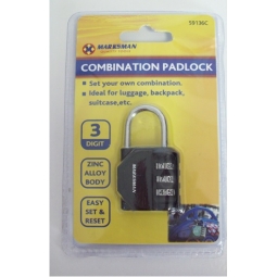 Marksman Combination Padlock Ideal For Luggage And Suitcase Travelling