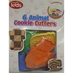 Pack Of 6 Fun Animal Shaped Kids Plastic Cookie Pastry Cutters