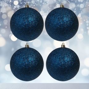 4 Night Blue Baubles 10cm