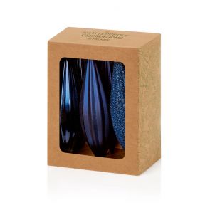 6 Blue Teardrop Baubles