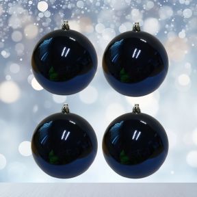 4 Blue Shiny Baubles 10cm