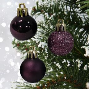 24 Mini Plum Baubles 3cm
