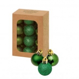 24 Green Mini Baubles 3cm