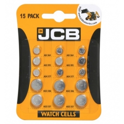 JCB Pack Of 15 Universal Round Cell Watch Battery AG1 AG3 AG4 AG12 AG13 LR