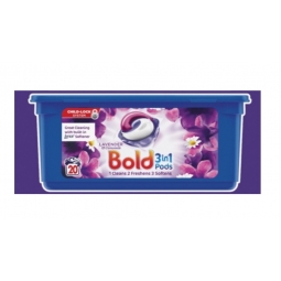 Bold 3 in 1 Washing Capsules Pods 20 Wash Lavender Camomile Cleans Softens