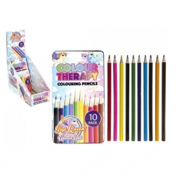 Pack Of 10 Full Size Therapy Colouring Pencils In Unicorn Design Storage Tin