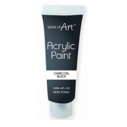 Charcoal Black Artists Acrylic Paint Tube Non Toxic 120ml Canvas Paper Fabric