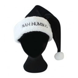 Novelty Adult Christmas Hat Bah Humbug Santa Hat Black & White One Size