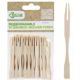 Pack Of 50 Mini Biodegradable Bamboo Skewer Forks Corn On The Cob Cocktail Stick