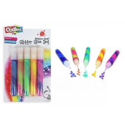 Pack Of Rainbow Coloured Glitter Glue Pens Safe Non Toxic Arts Crafts Fun Bright