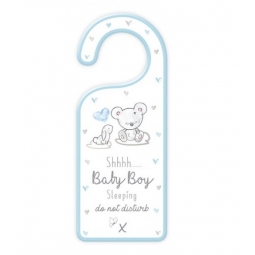 Wooden Baby Door Hanger Plaque Shh Baby Is Sleeping Sign 21cm Blue Baby Boy