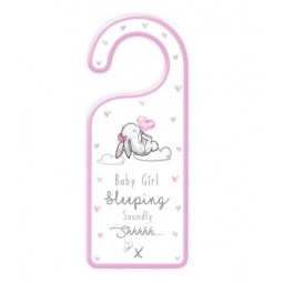 Wooden Baby Door Hanger Plaque Shh Baby Is Sleeping Sign 21cm Pink Baby Girl