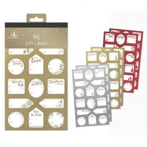 96 Gold Silver& Red Mixed Gift Labels