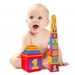 10 Baby Stacking Cups Bright Stacker Blocks Tower Sensory Development Toy 6m+
