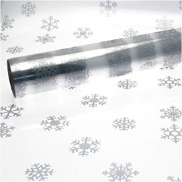 5M x 80cm Length Silver Snowflake Christmas Clear Cellophane Gift Wrap