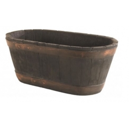 Oblong Oak Effect Indoor Outdoor Patio Barrel Plastic Trough Planter Plant Pot